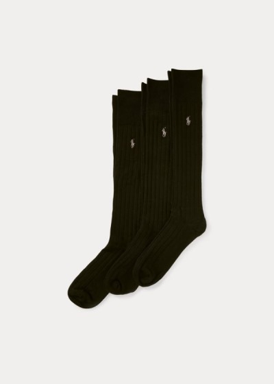 Calcetines Polo Ralph Lauren Hombre Negros - Mercerized Slack 3-Pack - MANFH8163